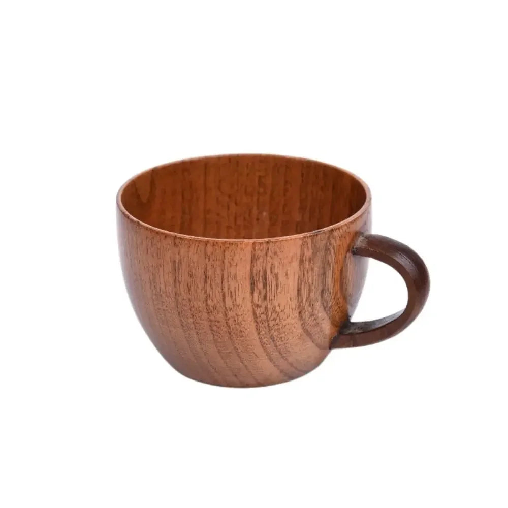 Drinkware Vintage Wooden Tea Cup Handmade Japanese Style Wood Coffee Mug with Handle Solid Wood Drinking Cup for Milk Hot Drinks