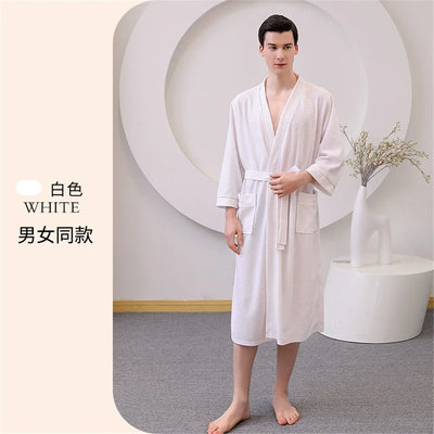 Waffle Patterned Bathrobe High Quality Water Absorption and Quick Drying Bathrobe for Couples