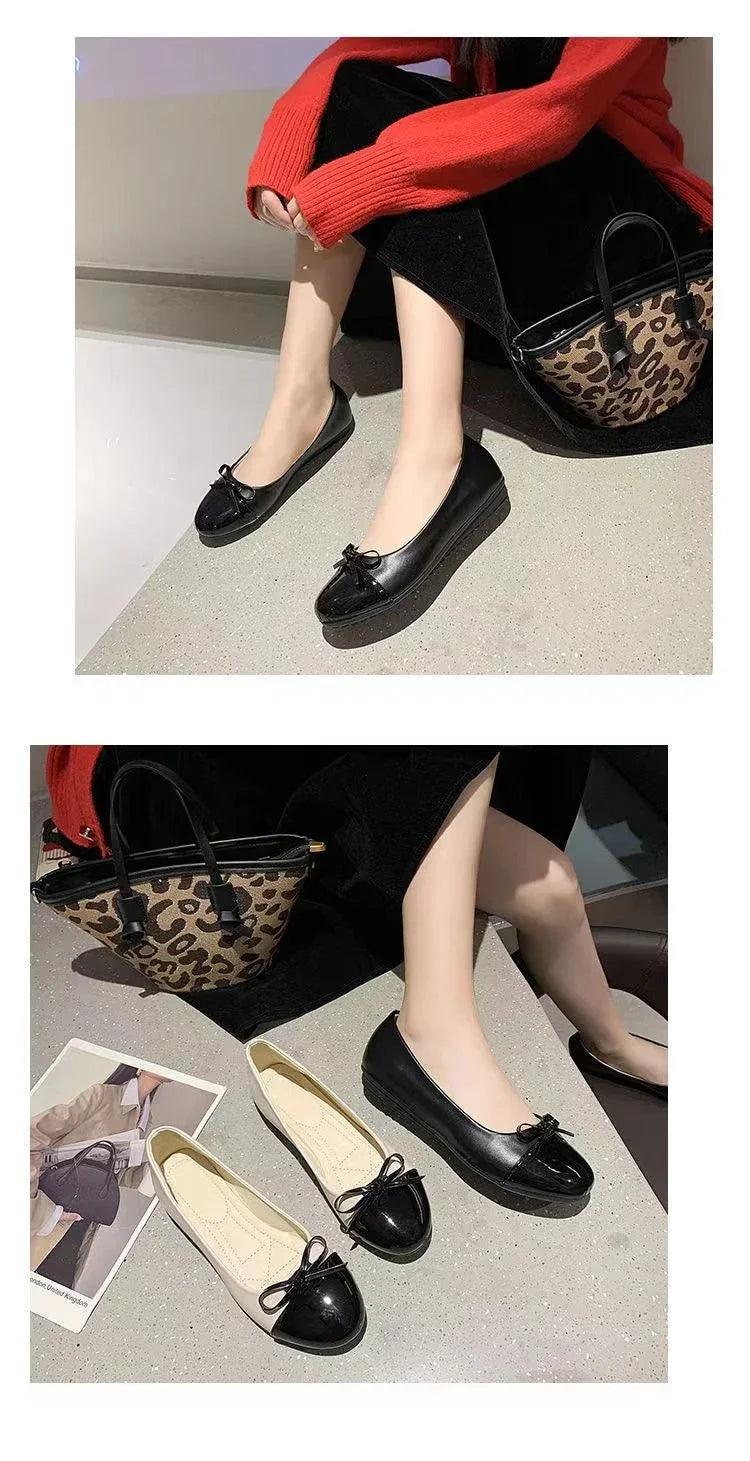 Women’s elegant bow-knot slip-on loafers flat shoes fashion ballerina woman/ladies zapatos de mujer