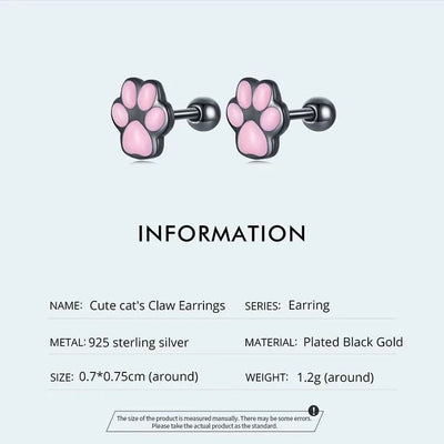 WOSTU Real 925 Sterling Silver Cat Ear Hoop Earrings For Women