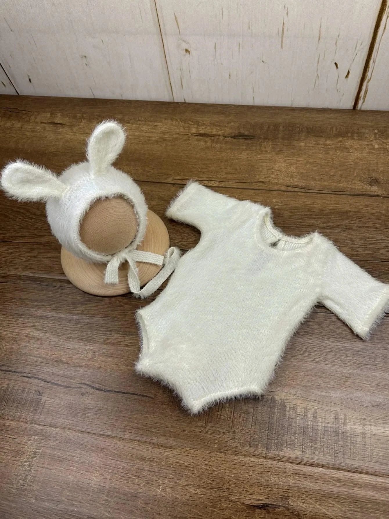 Newborn Photography Props Knitted Rabbit Doll Baby Outfit  |Cosplay Glasses Accessories