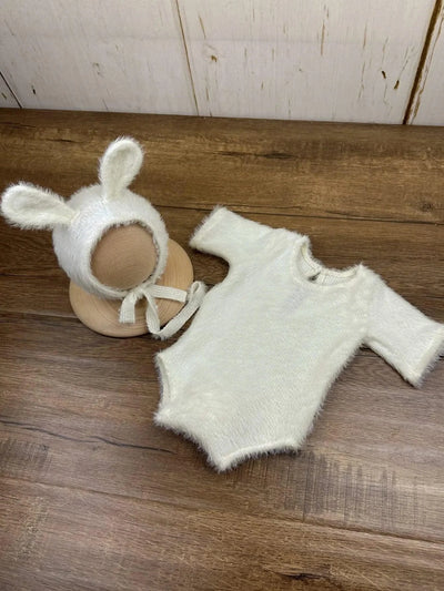 Newborn Photography Props Knitted Rabbit Doll Baby Outfit  |Cosplay Glasses Accessories