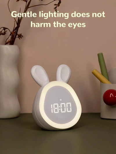 Kids Cute Rabbit Alarm Clock With Night Light Stepless Dimming Led Digital Alarm Clock For Boys Girls