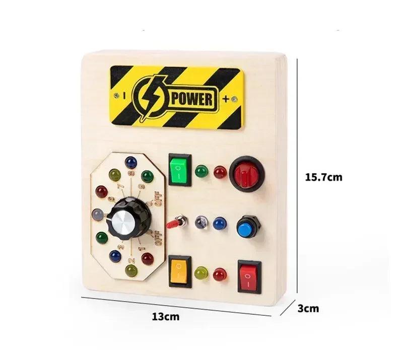 Montessori busy board sensory toys wooden with led light switch control travel activities children games for 2-4 years