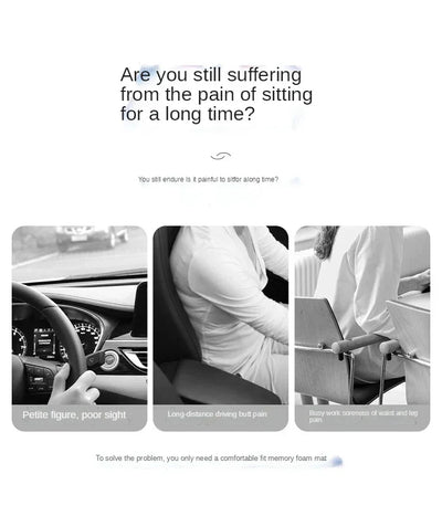 Car Booster Seat Cushion For Driver Hip Pain Raised Memory Foam Height Seat Protector Washable Cover For Short People Pad Mats