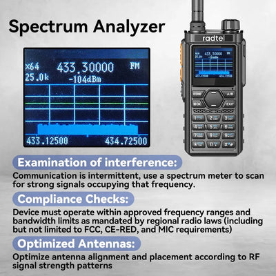 Radtel RT-910 45-59Mhz Full Band Walkie Talkie with 960 Channels Portable Ham Radio NOAA Spectrum Analyzer AM FM
