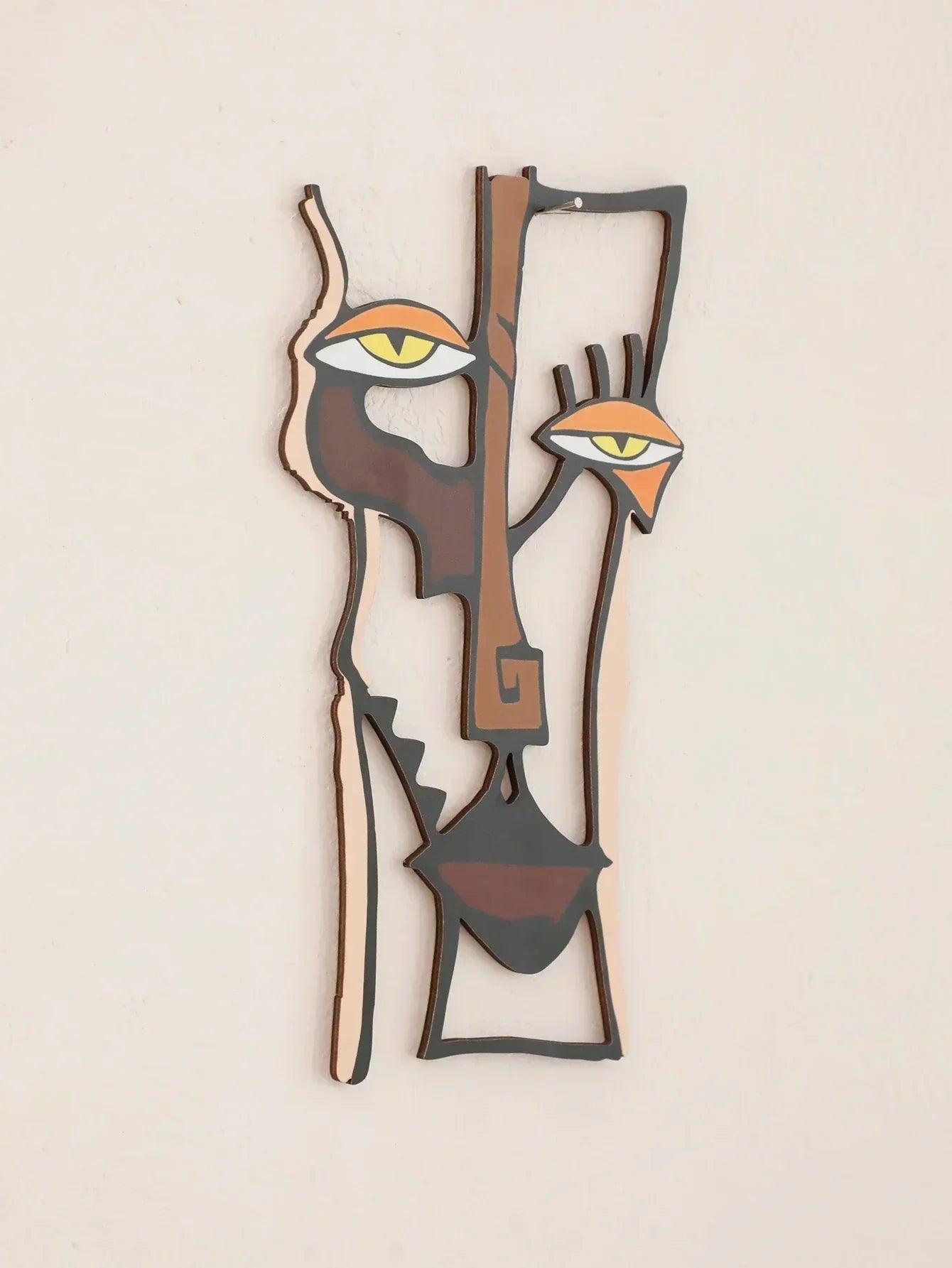 Abstract face wall hanging wooden decor home and office decorative for living room bedroom hallway crafts gift