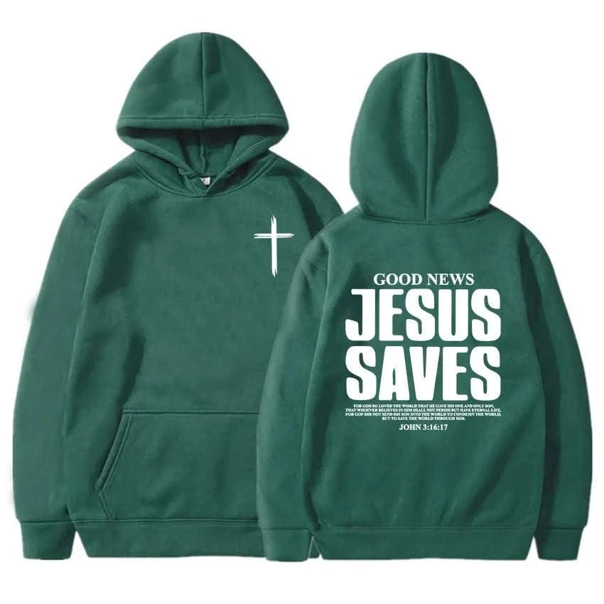 Jesus Saves John 3:16:17 Hoodies Christian Bible Verse Sweatshirts Men Women