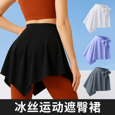 Women's Layered Skirt Wrap Dance Cover Up High Waist Anti-Peek Sports Leisure Cover Butt Skirt Premium Quality