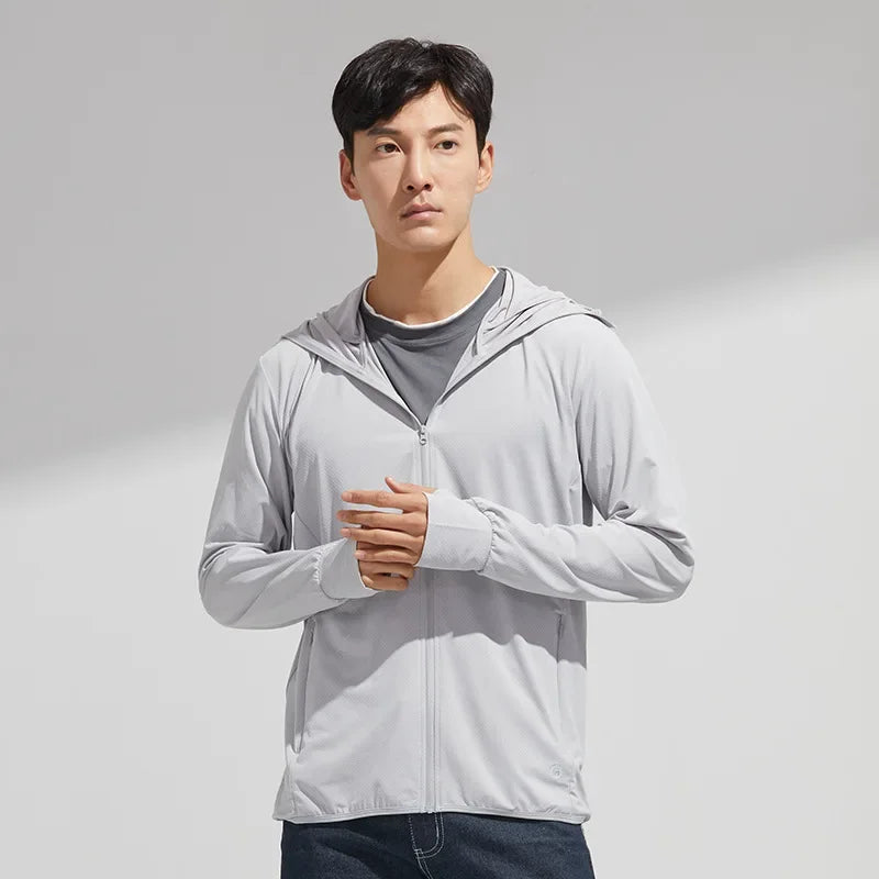 Summer Men's UPF 50+ UV Protection Lightweight Hoodie Long Sleeve SPF Jacket