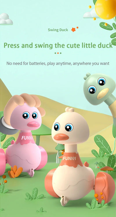 Baby Toy Swing Duck Toy Cartoon Press Vehicles Glide Animal Inertia Pull Back Cars Early Education Toys for Toddlers Boys Girls