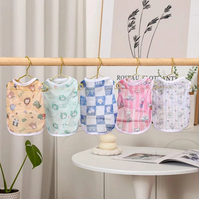 Pet clothing is fresh cute fashionable summer thin cat and dog clothing breathable mesh suspender and stylish vest