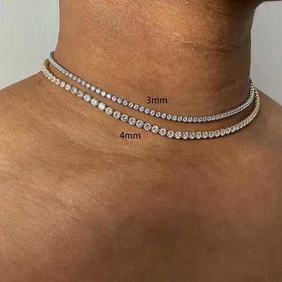 Sexy Choker Iced Out Tennis Chain Necklace For Women Luxury Cubic Zircon Crystal Short Hiphop Neck Accessories Jewelry OHN016