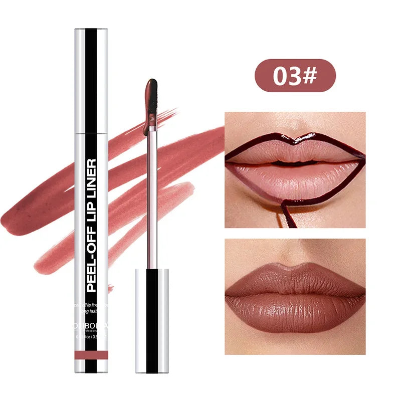 Lip Liner Waterproof Peel Off Tattoo Lip Gloss Waterproof Long Lasting Matte Lip Tint Brown Contour Tear-off Lips Stain Cosmetic