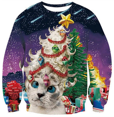 Ugly Christmas Sweater For Men Women Funny Novelty Xmas Sweatshirt 3d Printed Cartoon Animal Long Sleeve Pullover Hoodies Tops