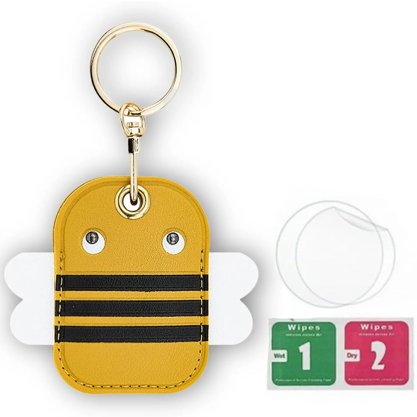 Bumblebee-themed AirTag leather keychain holder with hand straps