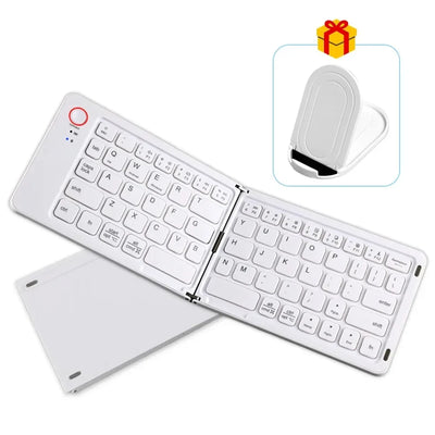 Dual-Foldable Phone Keyboard Bluetooth 5.1 Mini Rechargeable Wireless Keyboard For Windows Android IOS Laptop Phone Accessories