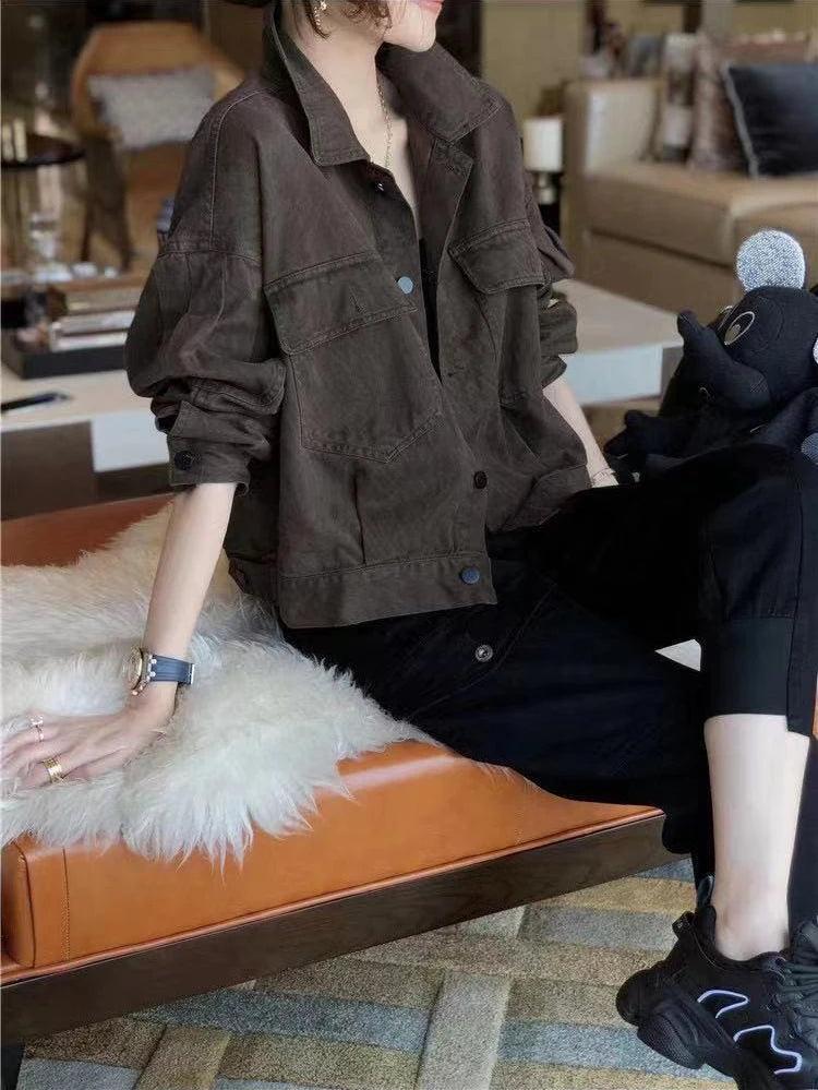 Women’s fashion short jackets for women spring autumn denim top streetwear