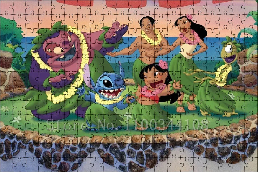 Disney Lilo & Stitch Puzzle Cartoon Movies Children Games Educational Toys 300/500/1000 Pcs Jigsaw Puzzles Adults Decompressing