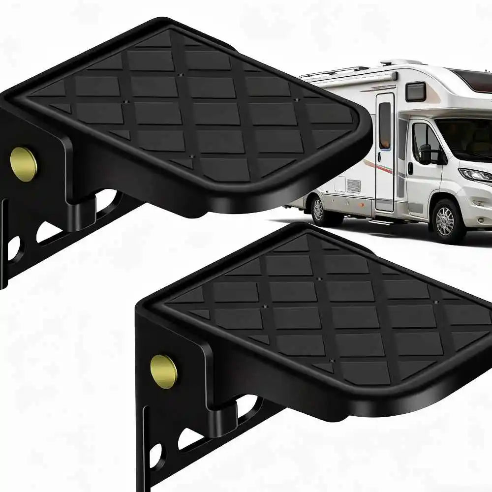 Folding Truck Step With Anti-Slip Surface Adjustable Tailgate Ladder For RV Campers Dump Trailer Safety Foot Accessories Black