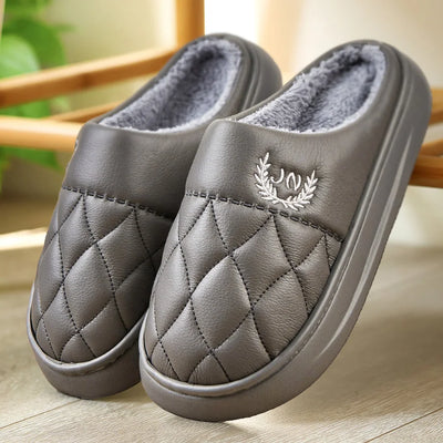 Warm Slippers for men EVA Memory Foam Indoor Shoes Thick Bottom Plush Waterproof Flat Comfortable Luxury House