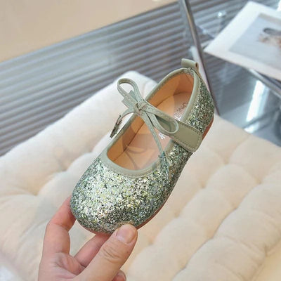 Children's Leather Shoes New Spring Autumn Ballet Flats for Girls Sequins Princess Versatile Kids Fashion Causal Catwalk Shoes