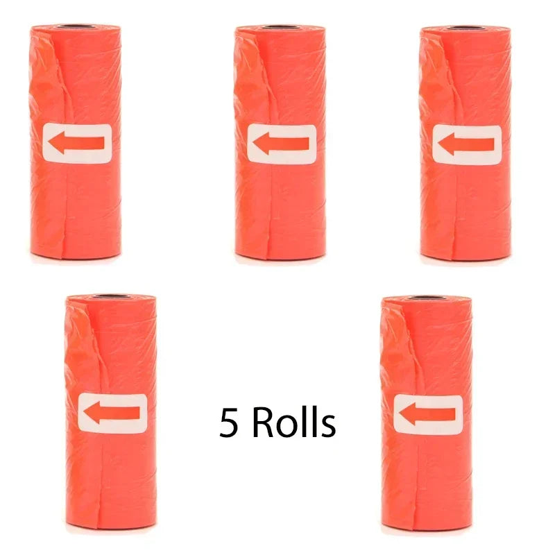 Disposable Pet Poop Bags Dog Poop Bag Bone Dispenser with Leash Clip Puppy Dog Products Supplies 5Roll(75Pcs) Bags