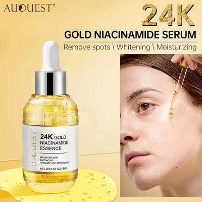 Niacinamide Face Serum 24K Gold Hyaluronic Acid Essence Whitening Dark Spot Corrector Facial Serum Skin Care Products