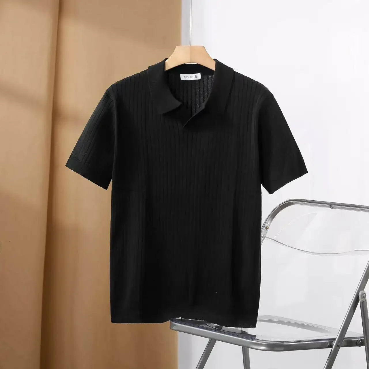 Men Slim Fit Polo Shirts Solid Stretch Sexy Collared TShirt Fashion Trendy Cotton Casual Top Summer Clothes Comfortable Stretchy