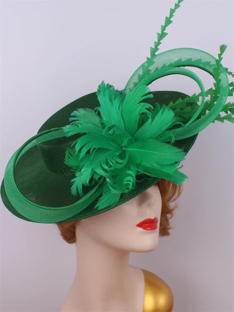 Bride Pillbox Red Fascinator Hat Femme Wedding Chapeau Women Formal Event Tea Millinery Cap Feather Royal Ascot Race Headpiece