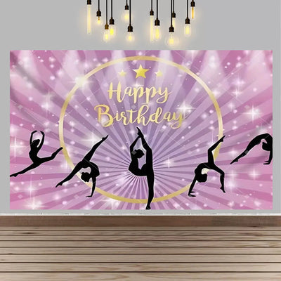 Gymnastics Theme Birthday Decor Backdrop Gymnastics Movement Flip Jump Play Falling Party Supplies Photography Backdrop