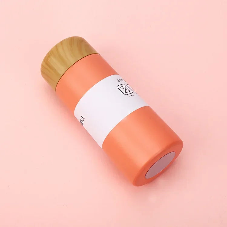 180Ml Bullet Pocket Mini Cute Wood Grain Stainless Steel Thermos Cup Coffee Travel Mug Small Fresh Portable  Outdoor Coffee Cup