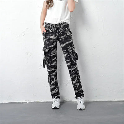 Women Cargo Pants Camouflage Overalls