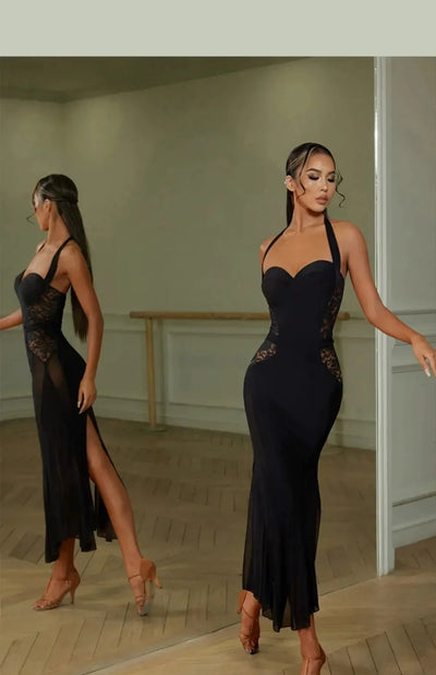 UK Latin Dance Dress-Vintage Style Practice Dress with Built-in Underwear&Elegant Design for Women Ballroom dance costumes