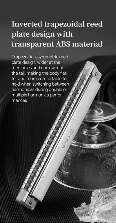 JDR Polyphonic Harmonica 24 Holes Professional Tremolo Mouth Organ T2406S Harmonica For Adults, Professionals and Students