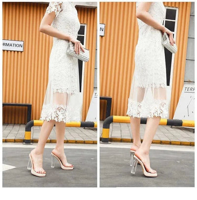 Women's Thick Crystal High Heels, Summer | Waterproof | Not Tired Feet | Slippers, Sandals, Women's Shoes