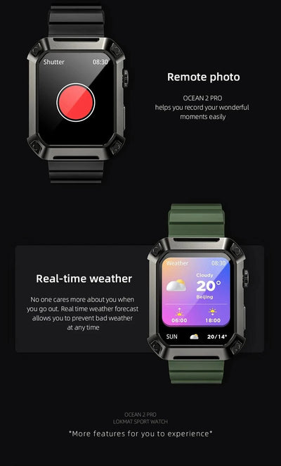 LOKMAT OCEAN 2 Pro Smart Watch Waterproof Bluetooth Calls Smartwatches 1.85 inch Touch Screen Heart Rate Monitor Fitness Tracker