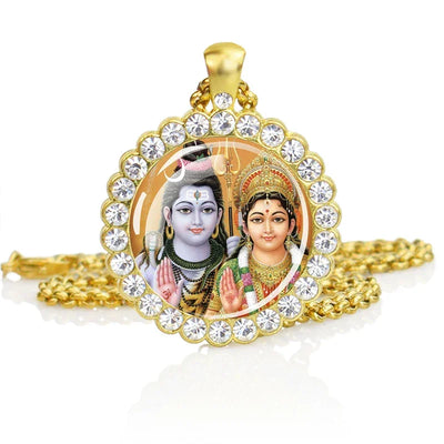 Hinduism Necklace Ganesha Goddess Kashmi Vishnu Rhinestone Pendant Shiva Amulet Charms Necklaces Women Indian Buddhism Jewelry