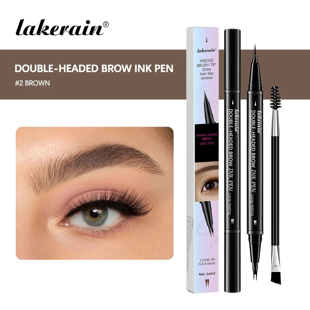 2 In 1 Eyebrow Pencil Eyeliner Double-Headed Long-Lasting Waterproof Smudge-Proof Precise Delineation Natural Tones for All Skin