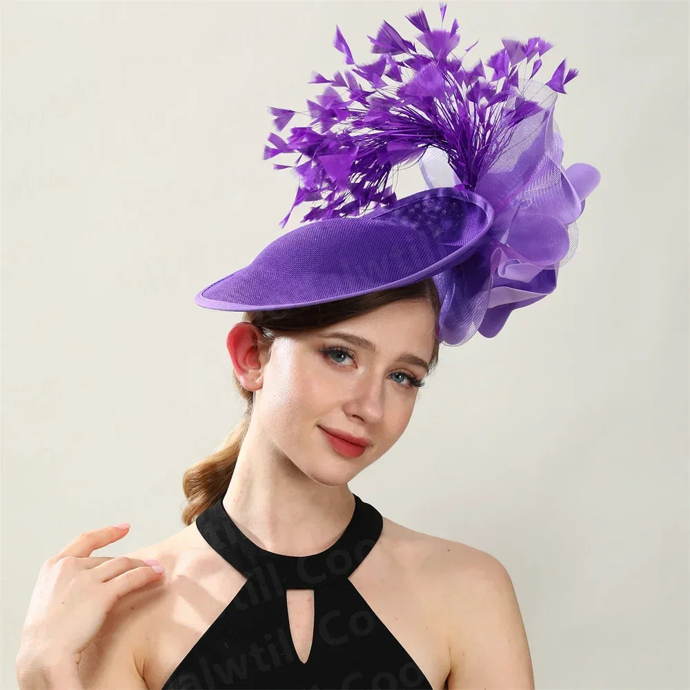 Royal Ascot Big Fascinator Derby Hat Women Kentucky Derby Headpiece Flower Wedding Fascinators Hats Hair Clip Ladies Chapeau