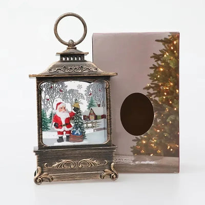 Christmas Snow Lantern Christmas Scene Lighted Snow Globes Swirling LED Snow Globe Christmas Light Up Snow Globe Lantern