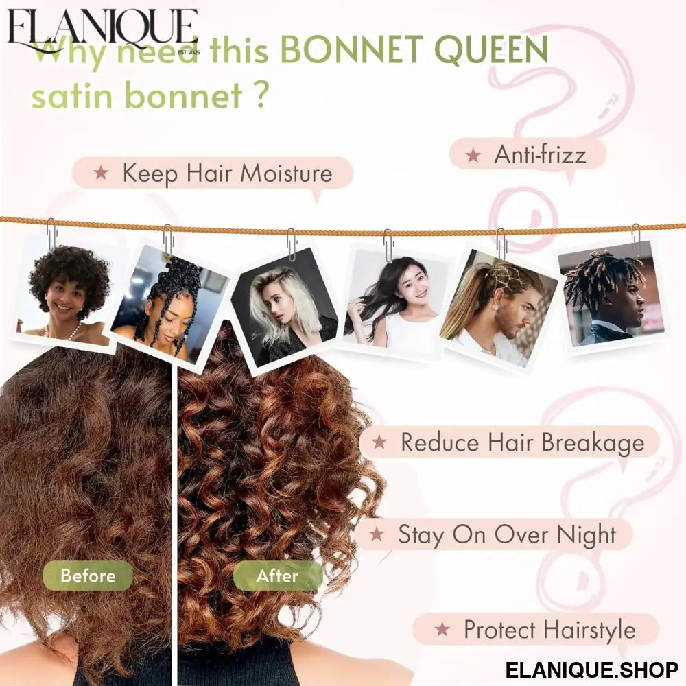 Adjustable Satin Bonnet with Tie Band – Overnight Hair Protection, 9 Colours