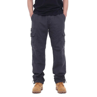 2025 Cargo Pants Men 100% Cotton Multiple Pockets Elastic Waist Casual Trousers Outdoor Hiking Climbing Mountains Men's Pants