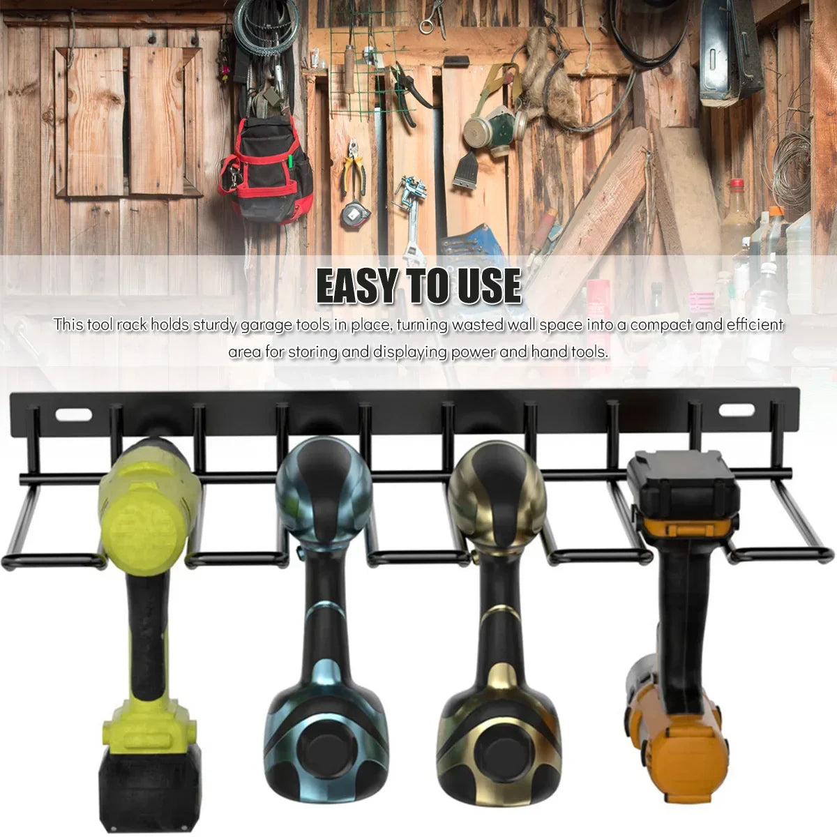 Hand Power Tool Organizer Rack Wall Mounted Floating Tool Shelf Electric Drill Holder Heavy Duty For Workshop Garage Accessories