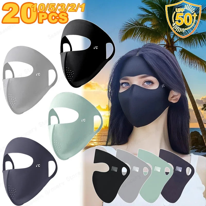 Women Full Face UV Protection Mask 3D Ice Silk Sunscreen Breathable Lightweight Summer Outdoor Sports Comfort Fit mask for men