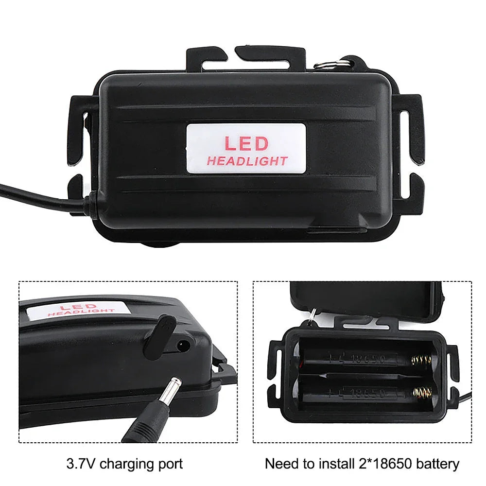 Hunting Headlamp Red+White Dual Light Rechargeable Fixed Focus Waterproof 4Modes Headlight Hunting Camping Hiking Working Light