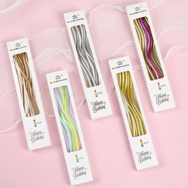 Birthday cake candles smoke-free curved curly coil long for wedding party supplies
