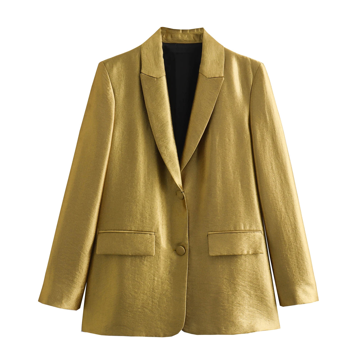 Women's Autumn Fashion Single Breasted Blazer Retro Elegant Gold Blazer Suit Temperament Commuter Casual Women's Blazers