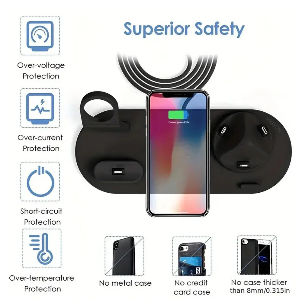 Universal Wireless Charging Station for iPhone 16, 15, 14, 13, 12, 11 Pro Max/Pro/Mini/Plus & for AirPods Pro 2 - Quick Charge