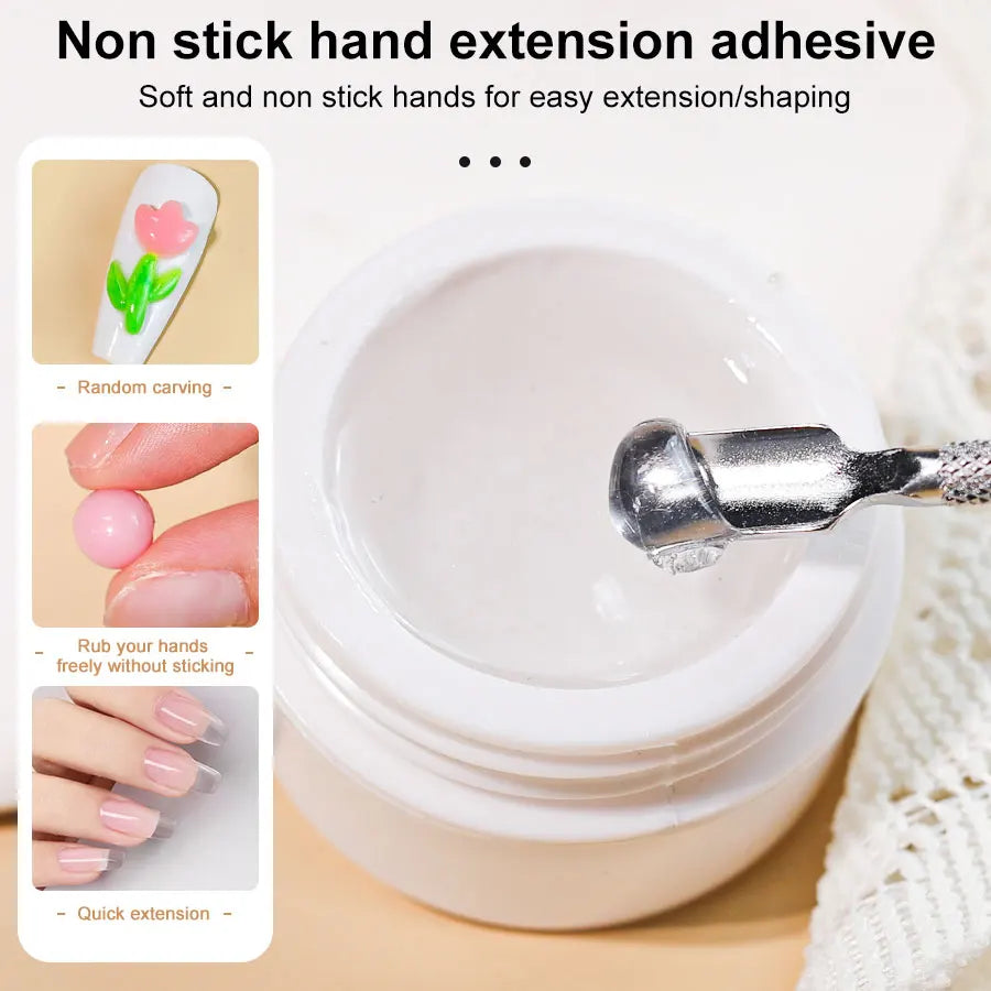 LIMEGIRL 15g Solid Nail Extension Gel Non Stick Hand Phototherapy UV Gel Quick Building Gel Nails Tips Nail Art Prolong Nail Gel